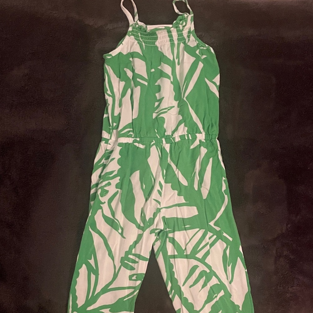 Lilly Pulitzer Green Leaf Print Kids Romper - Picture 3 of 3